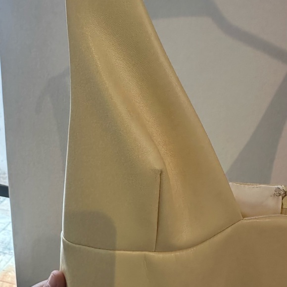 Amanda Uprichard Sorvette Pale Yellow V-Neck Sleeveless Midi Dress - Picture 5 of 7